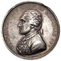 wizyta Napoleona I w Dreźnie medal autorstwa Hoecknera 1807 r., Aw: Popiersie Fryderyka Augusta w ..