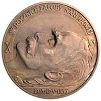 pierwsza rocznica śmierci J. Piłsudskiego 1936 r.- medal, autorstwa st. K. Ostrowskiego, Aw: Leżąc..