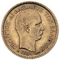 Jerzy I 1863-1913, 20 drachm 1884 A, Paryż, Fr. 18, złoto 6.44 g