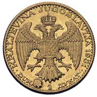 dukat 1931, Belgrad, kontrmarka kłos zboża (Serbia), Fr. 5, złoto 3.48 g