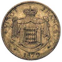 Karol III 1856-1889, 20 franków 1879/A, Paryż, Fr. 12, złoto 6.43 g