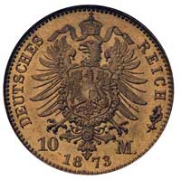 10 marek 1873/A, Berlin, J. 242, Fr. 3819, złoto, niespotykany stan zachowania, patyna, moneta w p..