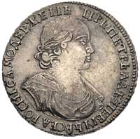 rubel 1719, Moskwa, Aw: Popiersie i napis wokoło, Rw: Orzeł dwugłowy, data cyrylicą i napis wokoło..
