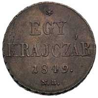 1 krajcar 1849 NB, Nagybanya, Huszar 2097, bardzo ładnie zachowana moneta ze starą patyną