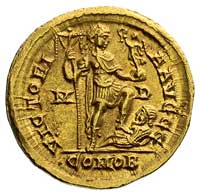 Arkadiusz 383-408, solidus, Mediolan, Aw: Popiersie w diademie w prawo i napis w otoku, Rw; Stojąc..