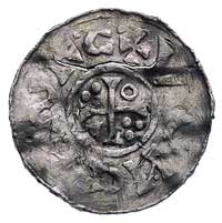 Henryk II król 1009-24 (II okres), denar, Aw: Popiersie i napis, Rw: Krzyżyk i napis, Hahn 94V, 19..