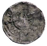 denar 1.000-1010 r., Aw: Głowa z długimi włosami i napis, Rw: Krzyżyk i napis, Dbg 1298, 17.7 mm, ..