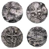 cesarz Otto III 983-1002 i król Henryk II 1002-1024, denary, Aw: Krzyż, w polu pastorał, Rw: Kapli..