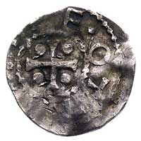 cesarz i król Otto III 983-1002, denar, Aw: Krzyż i napis, Rw: Św. Kilian i napis, Dbg 856, 17.2 m..