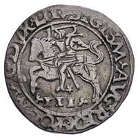 trojak 1565, Wilno lub Tykocin, Ivanauskas 647:95, T. 15, minimalna wada blachy, rzadka moneta z c..