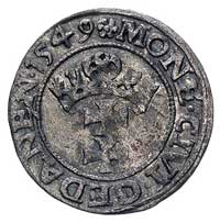 szeląg 1549, Gdańsk, T. 15, rzadka i ładnie zachowana moneta