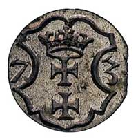 denar 1573, Gdańsk, T. 5, moneta z końcówki blachy ale gabinetowy stan zachowania