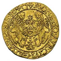 dukat 1586 Gdańsk, H-Cz. 770 (R1), Kaleniecki s. 64-67, Fr. 3, T. 25, złoto 3.25 g, rysy w tle