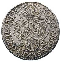 szóstak 1599, Malbork, rzadka odmiana z dużą głową króla, patyna