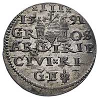 trojak 1591, Ryga, Kruggel 9, lekko niecentryczny, ale ładnie zachowany, drobna wada bicia