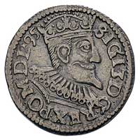 trojak 1595, Wschowa, data przy głowie króla i duży znak dzierżawcy mennicy na rewersie, odmiana n..
