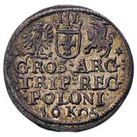 trojak 1605, Kraków, ładna, rzadka moneta ze sta