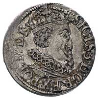 trojak 1619, Ryga, odmiana z małą głową króla, Kruggel 1.6, moneta nieco niecentrycznie wybita, rz..