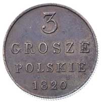 3 grosze 1820, nowe bicie petersburskie (1859 r), Plage 159 (R), Bitkin H 876 (R 2), patyna