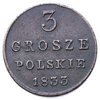 3 grosze 1833, Warszawa, Plage 176, Bitkin 1046, ciemna patyna