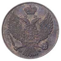 3 grosze 1837, nowe bicie petersburskie (1859 r), Plage 185 (R), Bitkin H 1200 (R2), delikatna pat..