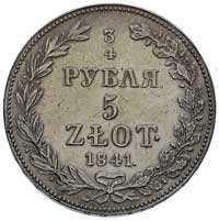 3/4 rubla = 5 złotych, 1841, Warszawa, Plage 369, Bitkin 1160