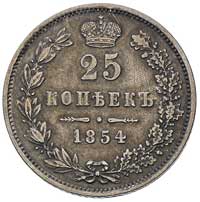 25 kopiejek 1854, Warszawa, Plage 453, Bitkin 441(R1), rzadkie