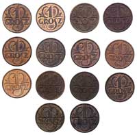 komplet monet 1, 2, 5, 10, 20 i 50 groszowych oraz 1 złoty 1929, razem 45 sztuk