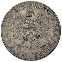 10 złotych 1933, Traugutt, na rewersie wypukły napis PRÓBA, srebro, 21.95 g, Parchimowicz P-155 a,..