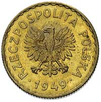 1 złoty, 1949, na rewersie wklęsły napis PRÓBA, 