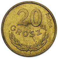 20 groszy, 1957, na rewersie wklęsły napis PRÓBA