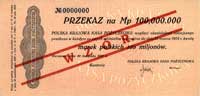 przekaz na 100 mln marek polskich 20.11.1923, No