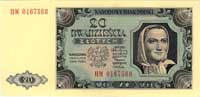 20 złotych 01.07.1948, seria HM 9702962, zestaw dwóch banknotów jeden na papierze plastikowanym w ..