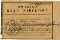 awizacja Rządu Narodowego na 90 złotych. 1.03.1863, pieczątka Rządu Narodowego