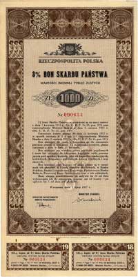 3% Bon Skarbu Państwa z 1.07.1937 na 100, 500 i 1.000 złotych z kuponami płatnymi od 1940 do 1955 ..