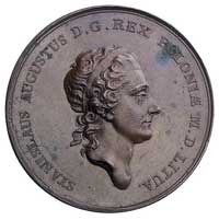 uchwalenie prawa o miastach- medal autorstwa J. F. Holzhaeussera 1791 r., Aw: Popiersie króla w pr..
