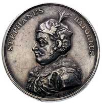 Stefan Batory- medal ze świty królewskiej autorstwa J. J. Reichla, po 1792 r., Aw: Popiersie w lew..