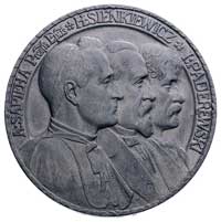 Polonia Devastata- medal autorstwa J. Wysockiego1915 r, Aw: Popiersia kardynała Adama Sapiehy, Hen..