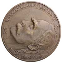 pierwsza rocznica śmierci J. Piłsudskiego-medal autorstwa St. K. Ostrowskiego, Aw: Głowa Marszałka..
