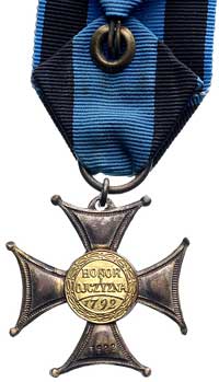 Krzyż Srebrny Orderu Wojskowego Virtuti Militari (V klasa) 1933, miedź srebrzona (drobne przetarci..