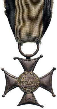 Krzyż Srebrny Orderu Wojskowego Virtuti Militari (V klasa) 1920-1921, miedź, nr 4656, wstążka, sre..