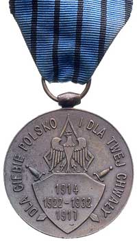 pamiątkowy medal byłej armii gen. J. Hallera, brąz, 40 mm, wstążka, rzadki medal z ładną starą pat..