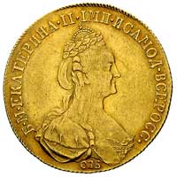 10 rubli 1778, Petersburg, Aw: Popiersie w prawo i napis, Rw: Tarcze herbowe i napis, Bitkin 36 (R..