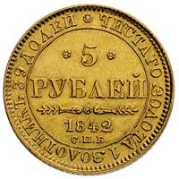 5 rubli 1842, Petersburg, Bitkin 19, Fr. 155, złoto 6.50 g