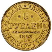 5 rubli 1843, Petersburg, Bitkin 21, Fr. 155, złoto 6.44 g