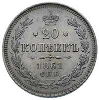 20 kopiejek 1861, Paryż lub Strasburg, bez inicjałów mincerza, Bitkin 288, bardzo ładnie zachowane
