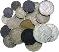 zestaw monet Estonii (w tym 3 srebrne): 20 marek 1925, 5 marek 1922, 1924 i 3 marki 1922, oraz 2 k..