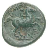 MACEDONIA, Filip II 359-336 pne, AE-16, Aw: Głowa Apollina w prawo, Rw: Nagi młodzieniec na koniu ..