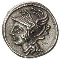 C. Coelius Caldus 104 pne, denar, Aw: Głowa Romy w hełmie w lewo, Rw: Victoria w bidze w lewo, nap..