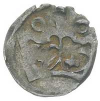 denar koronny, Aw: Korona, a nad nią dwa kółka, Rw: Orzeł, Kubiak-, moneta dużej wagi 0.49 g, patyna